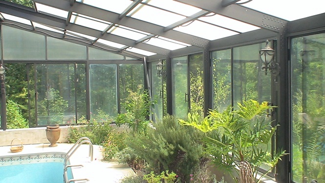 solarium green house glass historical home castle organic herbs swimming pool North Carolina Urns